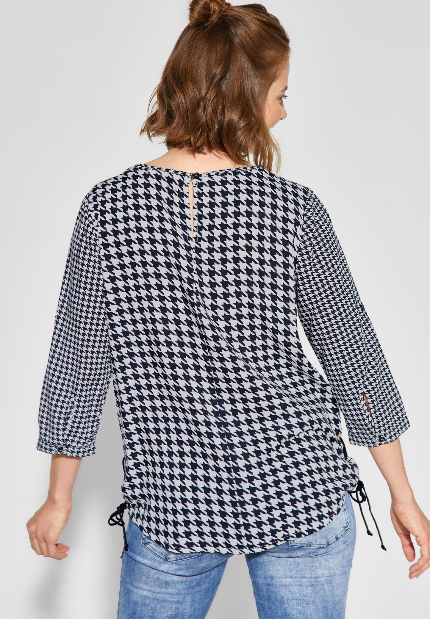 Bluse mit Hahnentritt-Muster