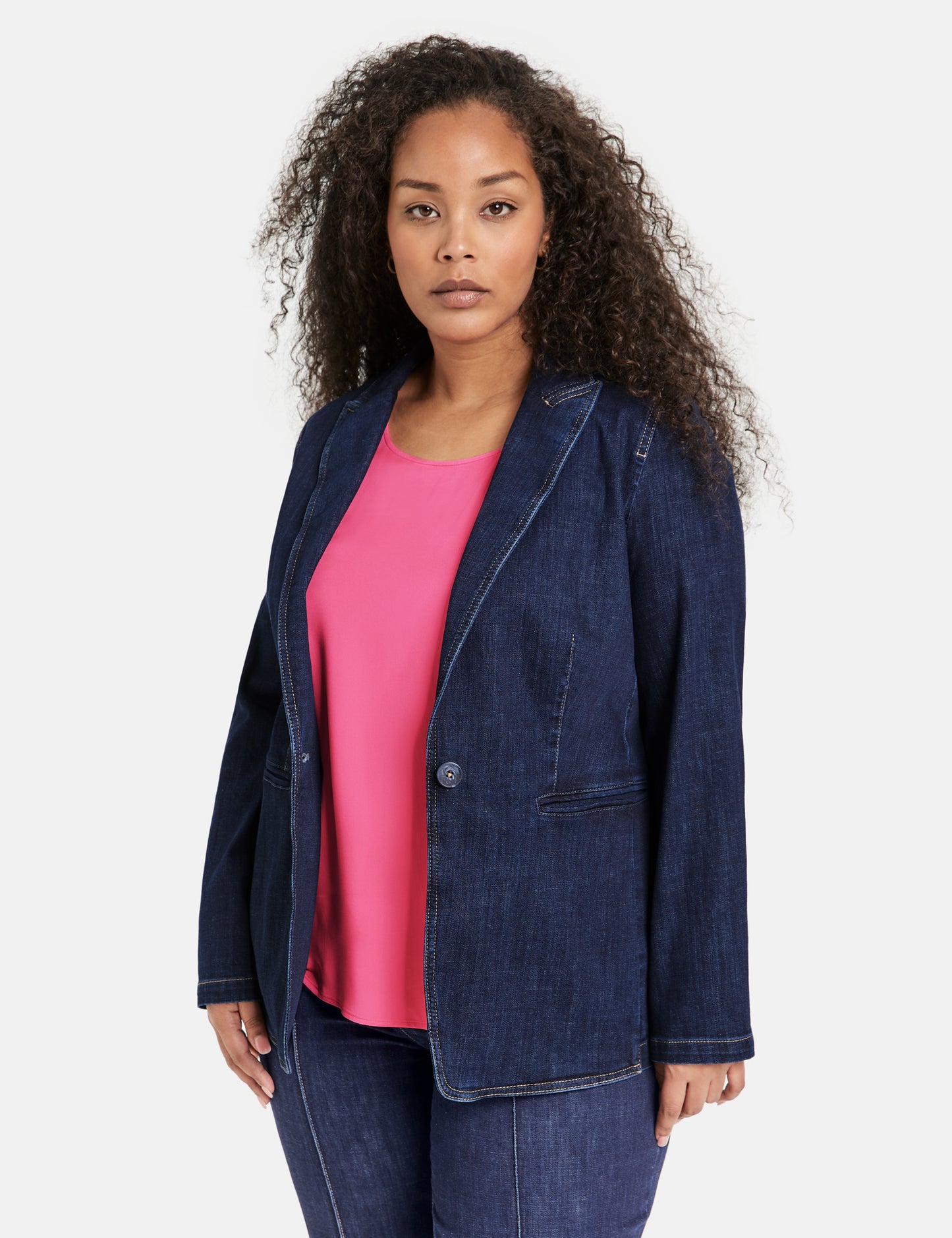 denim blazer with contrast quilting